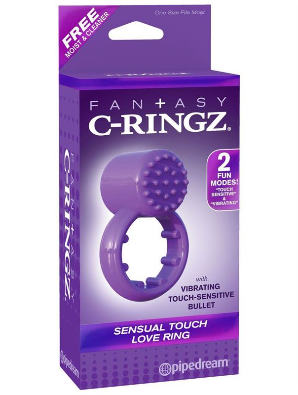 Фиолетовое эрекционное кольцо с вибрацией Sensual Touch Love Ring