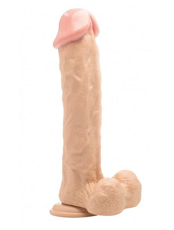 Телесный фаллоимитатор Realistic Cock 11 With Scrotum - 29,5 см.