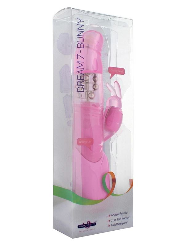 Розовый вибратор DREAM 7 BUNNY PINK - 25 см.