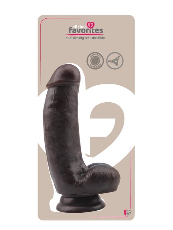 Коричневый фаллоимитатор DUAL DENSITY DILDO на присоске (17 см)