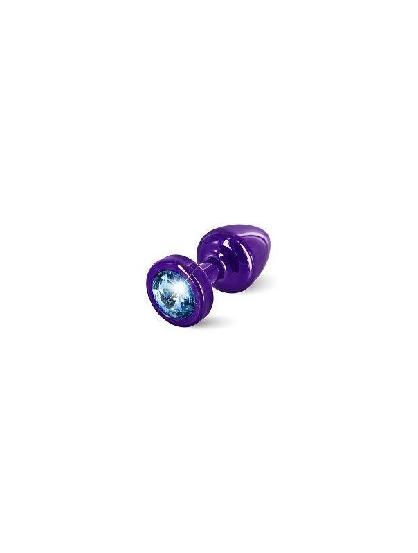 Фиолетовая пробка с голубым кристаллом ANNI round Purple T1 Blue - 6 см.