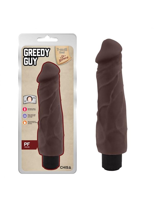 Коричневый вибратор реалистик Greedy Guy (24 см)