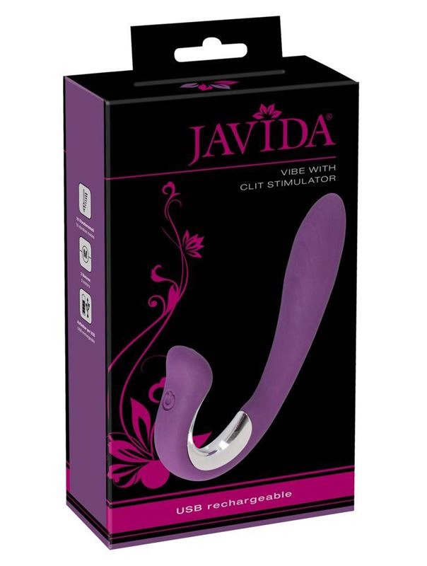 Перезаряжаемый вибратор Javida Vibe with Clit Stimulator с клиторальным стимулятором (18,5 см)