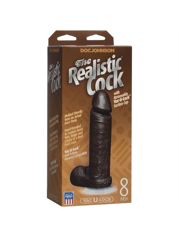 Коричневый фаллоимитатор The Realistic Cock 8” with Removable Vac-U-Lock Suction Cup (20,57 см)