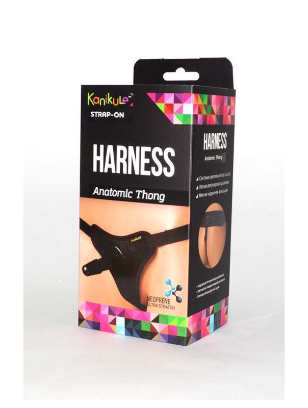 Чёрные трусики с плугом Kanikule Strap-on Harness Anatomic Thong