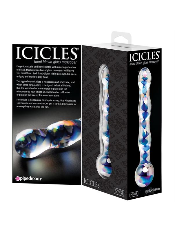 Анальный стеклянный стимулятор Icicles №8 (17,8 см)