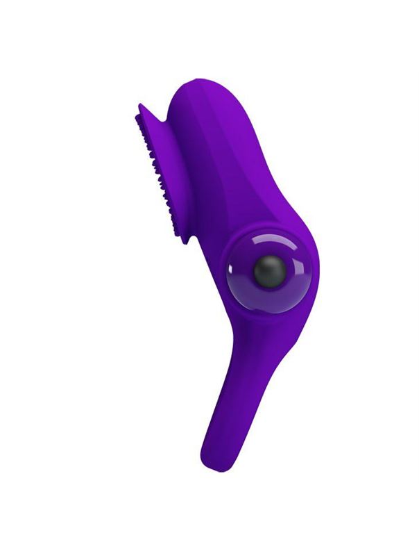 Фиолетовое эрекционное виброкольцо в клиторальной щеточкой Vibrant Penis Ring II