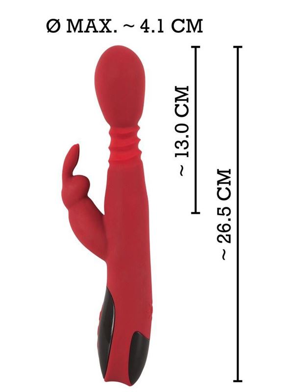 Красный вибратор Rabbit Vibrator с клиторальным отростком (26,5 см)