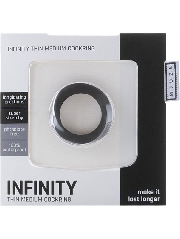 Чёрное эрекционное кольцо Infinity Thin Medium