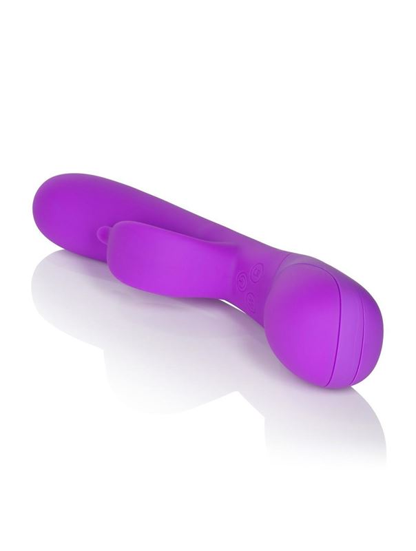 Фиолетовый вибромассажер Impress Dove со стимуляцией клитора - 18 см.