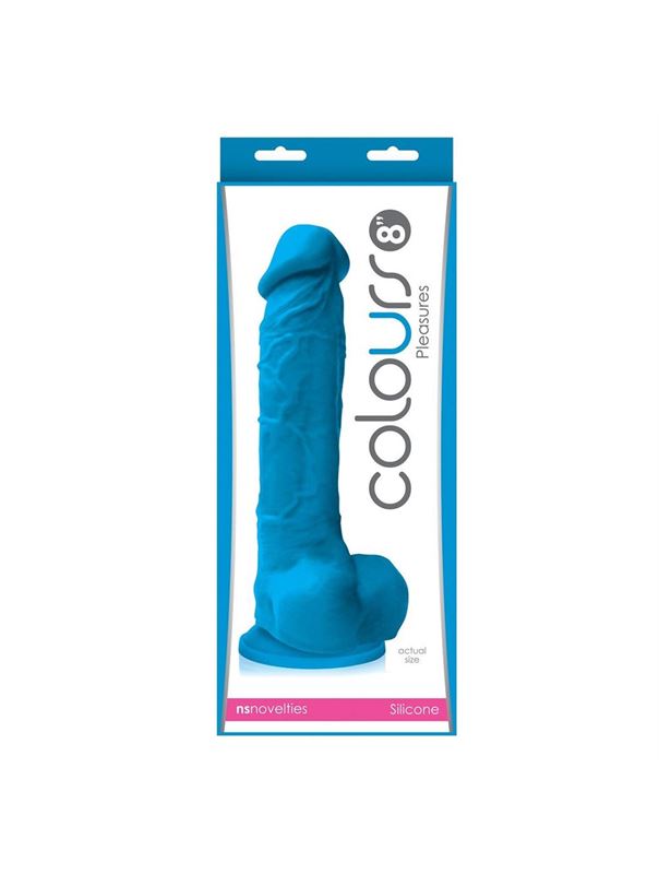 Голубой фаллоимитатор на присоске Pleasures 8 Dildo - 24,7 см.