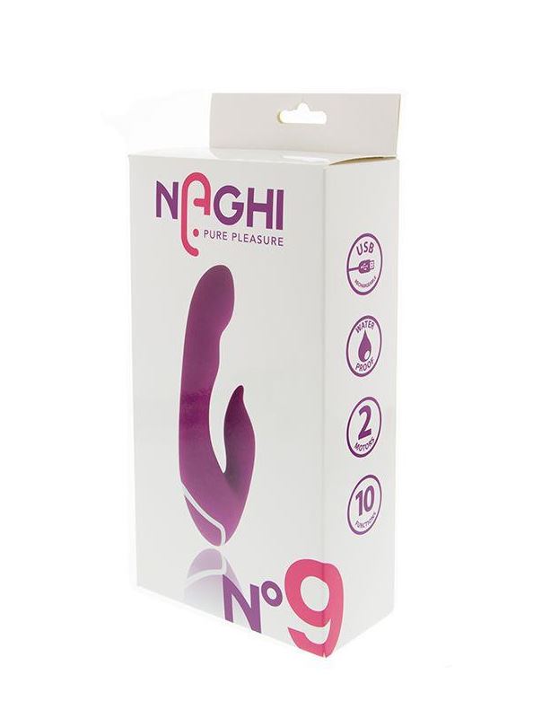 Фиолетовый вибратор NAGHI NO.9 с клиторальным отростком (19 см)
