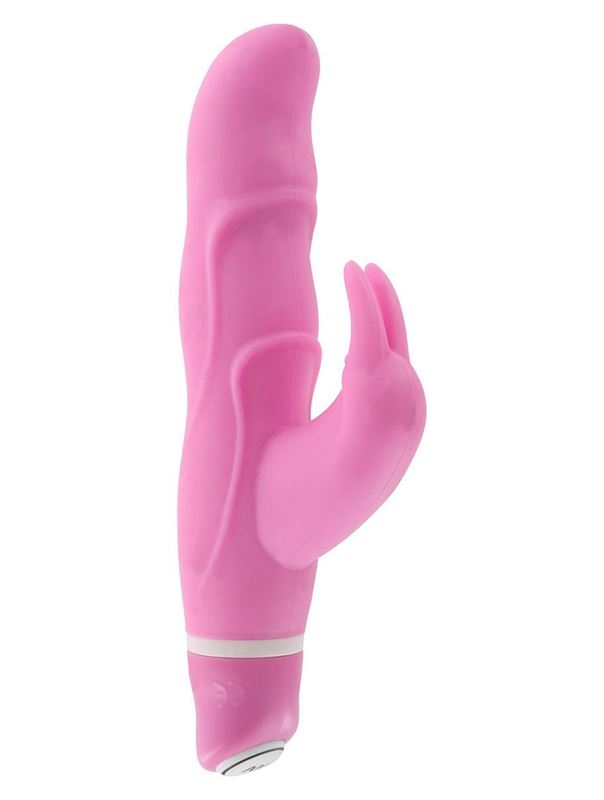 Розовый вибромассажёр с клиторальной стимуляцией VIBE THERAPY ANGORA - 15 см.