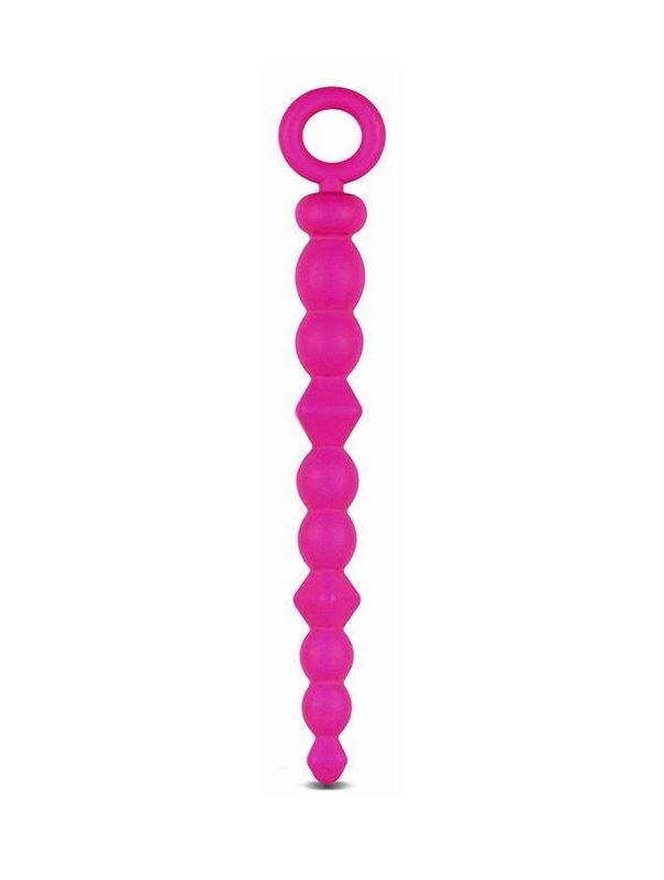 Розовая анальная цепочка-елочка SILICONE BEADS - 24,6 см.