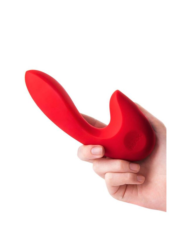 Красный вибратор Sense Vibe Warm с клиторальным отростком (16 см)