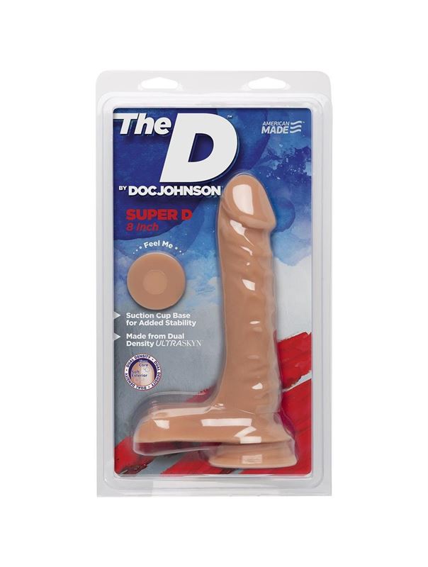 Телесный фаллоимитатор с мошонкой на присоске The D - Super D 8" Vanilla (20,3 см)