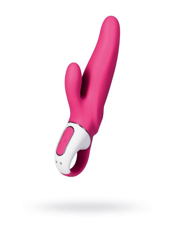 Ярко-розовый вибратор Satisfyer - Mr. Rabbit с клиторальным отростком (22,1 см)