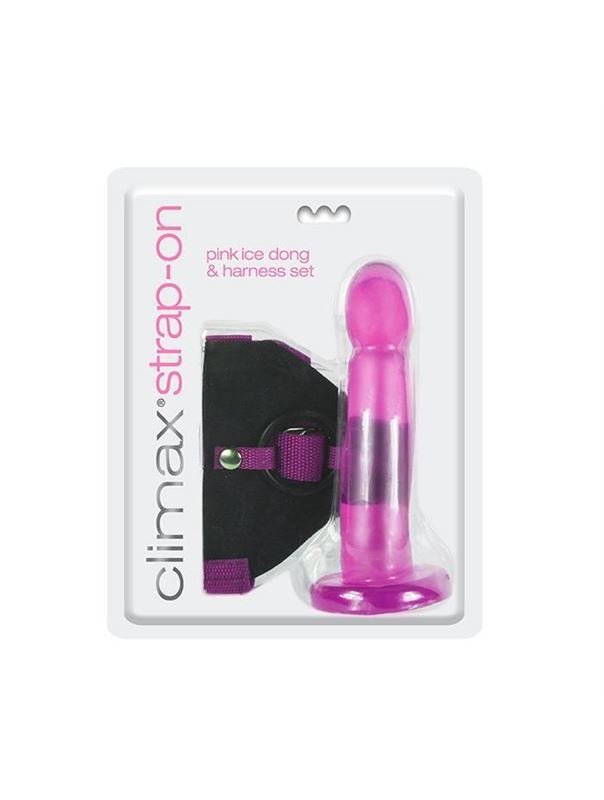Розовый страпон Climax Strap-on Pink Ice Dong & Harness set (17,8 см)