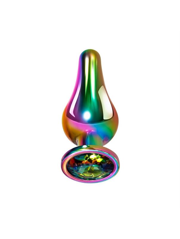 Радужная анальная пробка Rainbow Metal Plug Small (9,4 см)