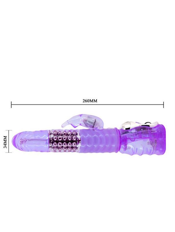 Сиреневый вибратор ротатор Deluxe Dream Lover с клиторальным отростком (26 см)