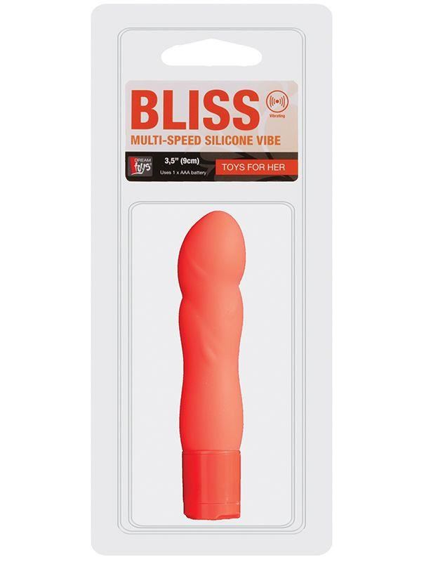 Оранжевый мини-вибратор NEON BLISS VIBRATOR - 9 см.