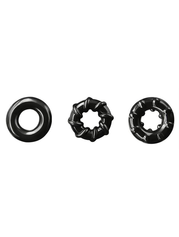 Набор из 3 черных эрекционных колец Dyno Rings