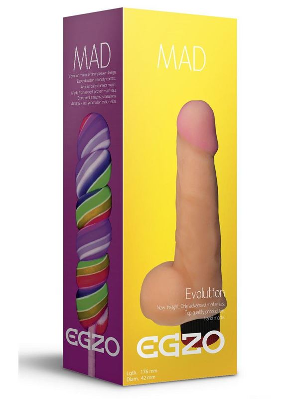 Телесный реалистичный мультискоростной вибратор Mad Lollipop (17,6 см)