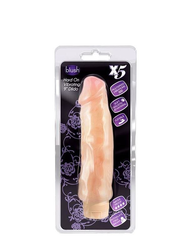 Виброфаллос с ярко выраженным рельефом X5 HARD ON VIBRATING 9INCH DILDO - 22,8 см.