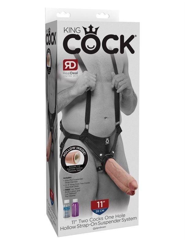 Страпон-система с телесной насадкой 11" Two Cocks One Hole Hollow Strap-On Suspender System (30,5 см)