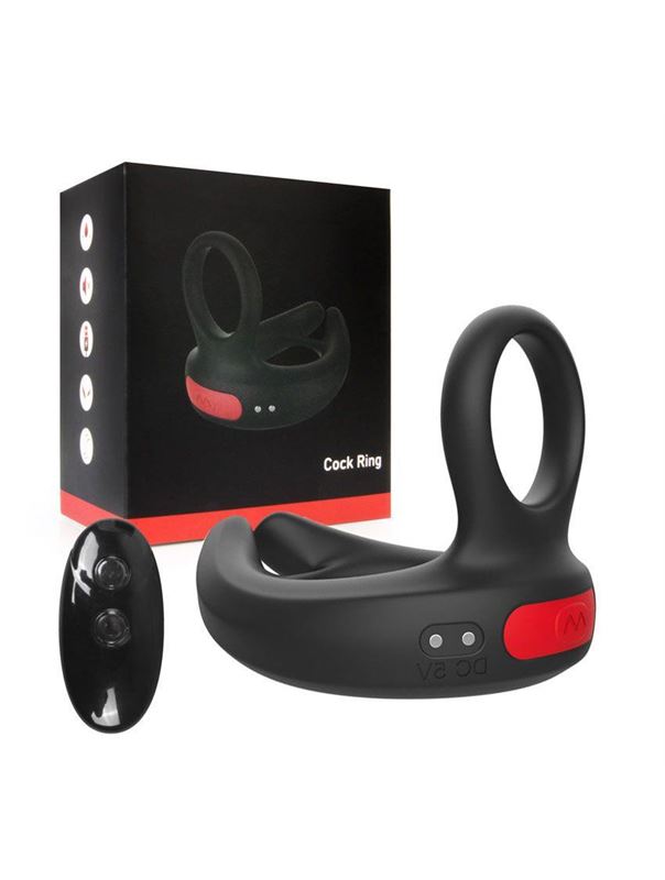 Черное эрекционное виброкольцо Cock Ring с пультом ДУ