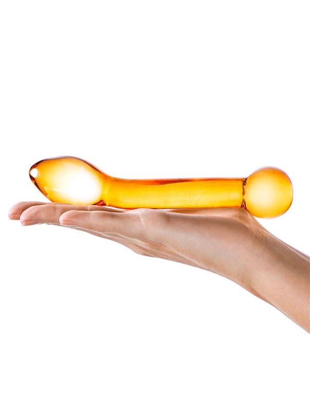 Золостистый стеклянный стимулятор простаты Honey Dripper (17 см)