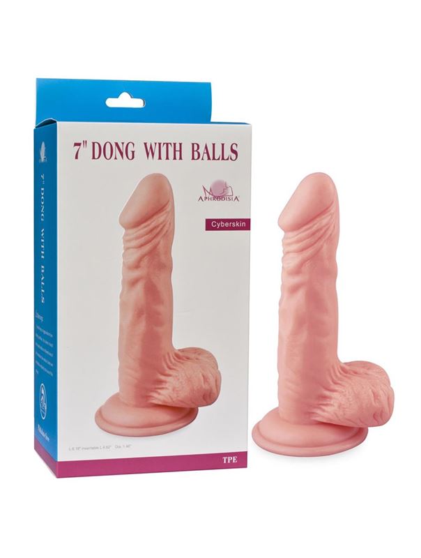 Телесный фаллоимитатор 7" Dong with Balls (16 см)