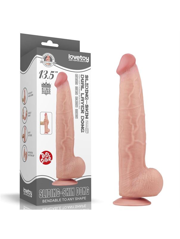 Телесный фаллоимитатор 13.5" King Sized Sliding Skin Dual Layer Dong (34 см)