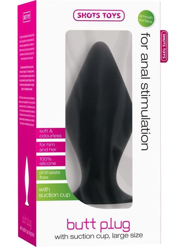 Чёрная большая анальная пробка Butt Plug with Suction Cup Large