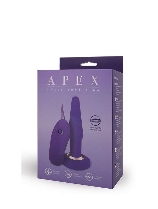 Фиолетовая анальная вибропробка APEX BUTT PLUG SMALL (14 см)