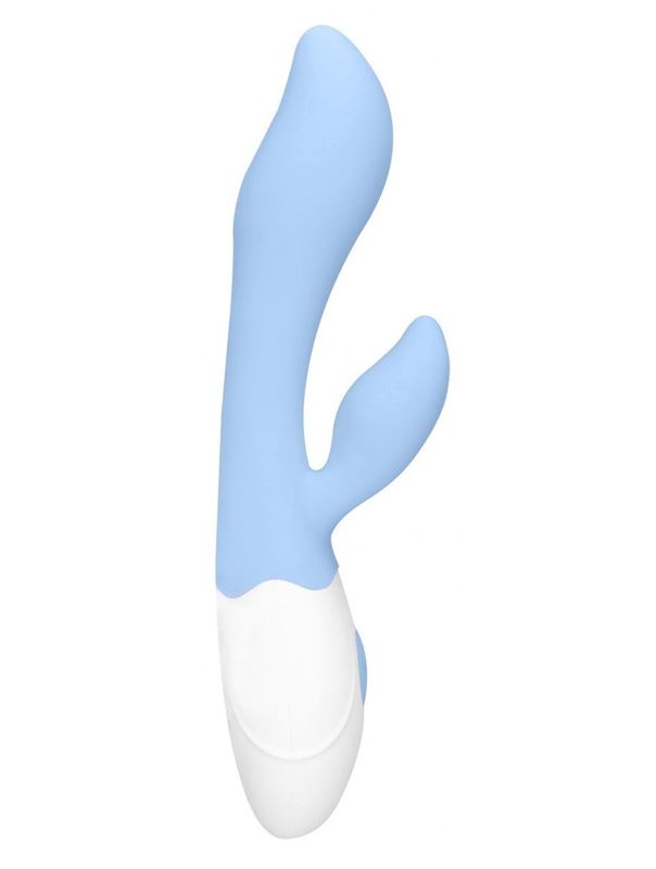 Голубой G-spot вибратор Sunset со стимулятором клитора (20 см)