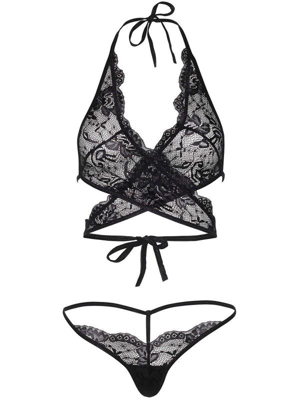 Кружевной комплект LACE WRAP AROUND TOP  STRING: топ и стринги