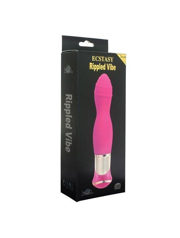 Ярко-розовый вибратор ротатор ECSTASY Deluxe Rippled Vibe (20 см)