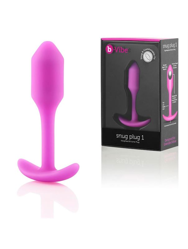 Розовая анальная пробка для ношения B-vibe - Snug Plug 1 (9,4 см)