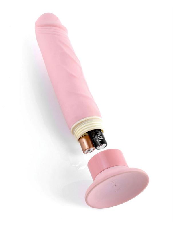 Нежно-розовый страпон с вибрацией Tru-Fit Vibrating Strap-On (16 см)