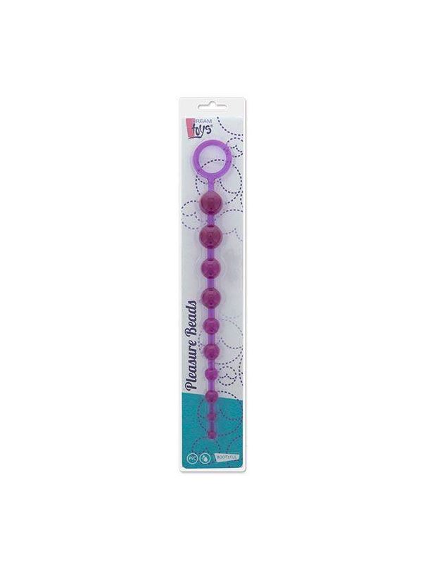 Фиолетовая анальная цепочка PLEASURE BEADS ANAL ROD - 32 см.