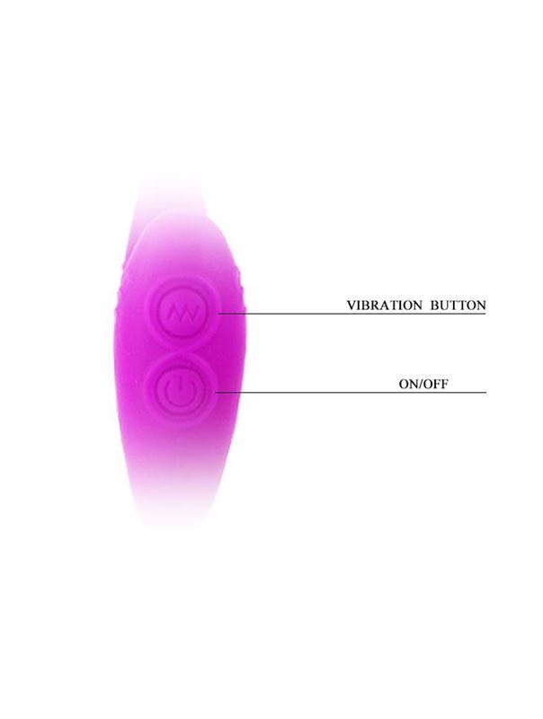 Фиолетовый вагинально-клиторальный вибромассажер с пультом ДУ - 13,5 см.