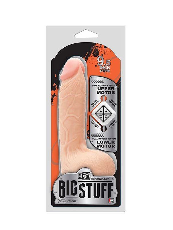 Телесный USB-вибратор BIGSTUFF DUAL MOTOR 9.5INCH (24 см)