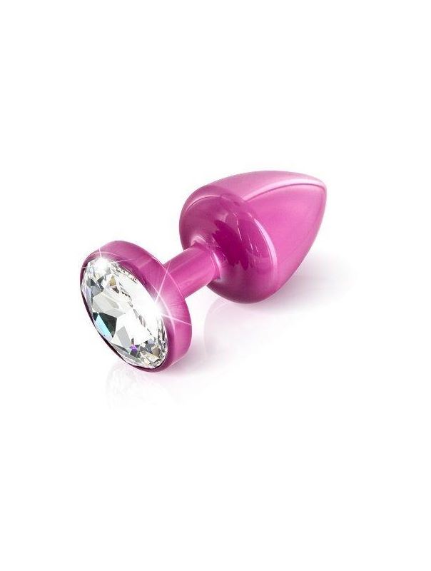 Розовый анальный плаг Anni Magnet T1 pink Cristal/black с 2 заменяемыми кристаллами