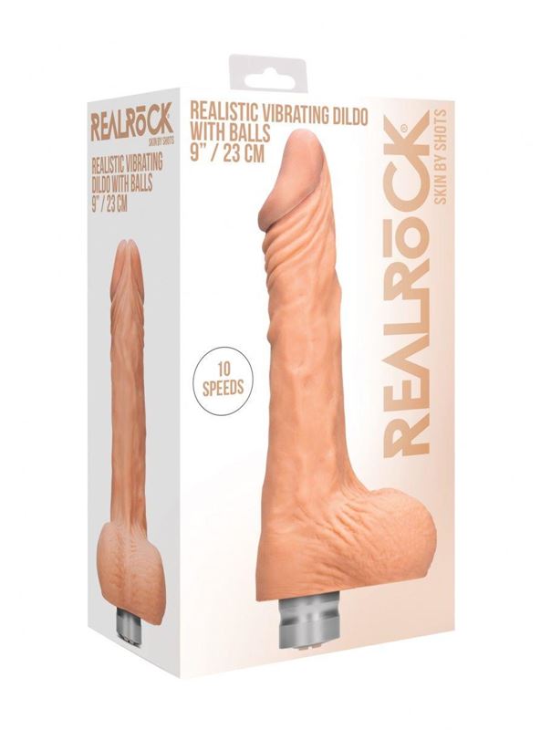 Телесный вибратор Vibrating Dildo With Balls (23 см)