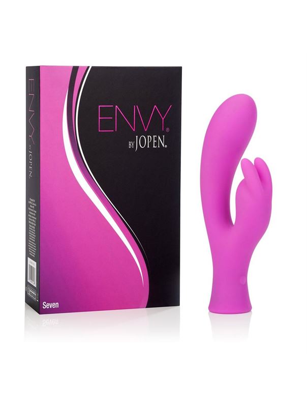 Перезаряжаемый вибратор со стимулятором клитора Envy 7 - 18,5 см.