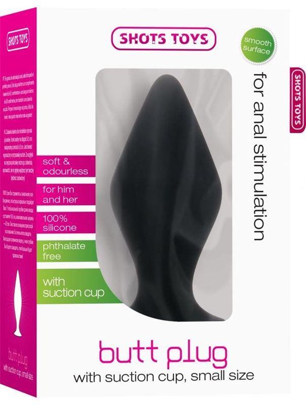 Чёрная малая анальная пробка Butt Plug with Suction Cup Small