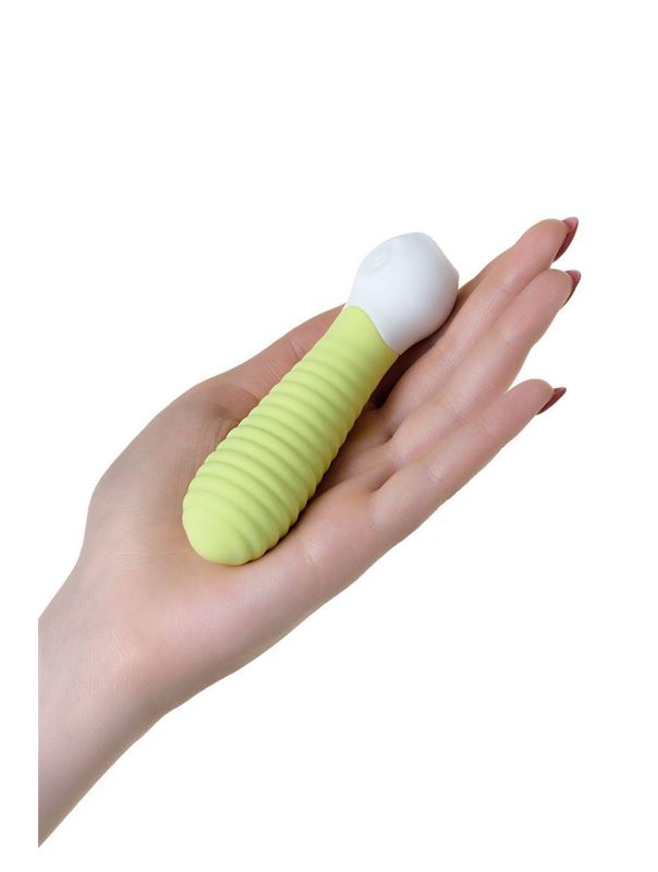 Лаймовый мини-вибратор MINI 2 с ребрами (11,8 см)