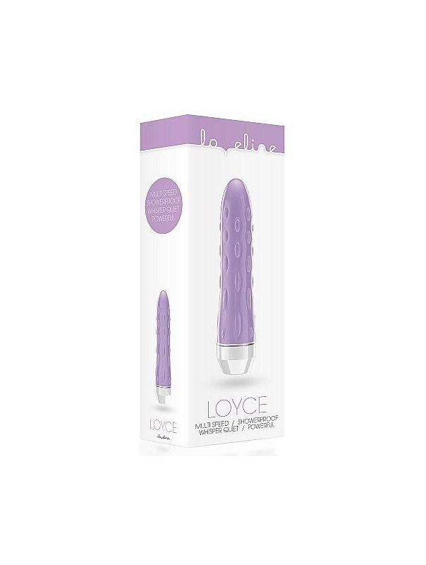 Фиолетовый вибратор Loyce с шишечками по всей длине - 14,8 см.