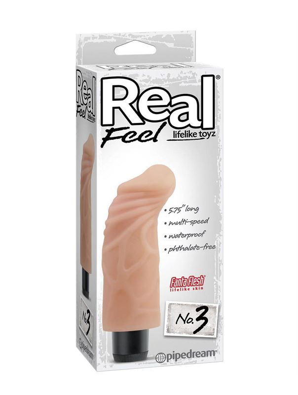 Реалистичный вибромассажер Real Feel №3 с загнутой головкой (15,2 см)